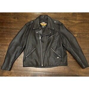 vintage USA made HARLEY DAVIDSON leather jacket XXL black MOTORCYCLE biker 1990s